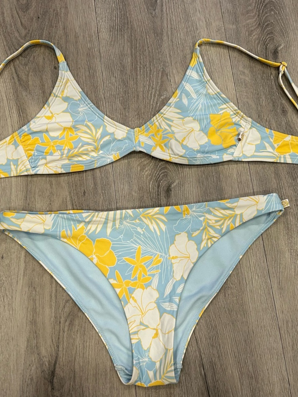 La Vie En Rose Blue, Yellow and White Floral Bikini Set